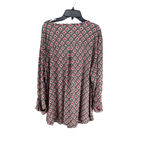 Roz & Ali Womens 2X Geometric Print Tunic Blouse - Picture 7 of 8